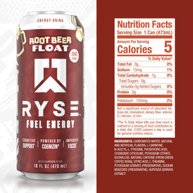 RYSE Fuel label shows Cognizin Citicoline and L-Theanine for clear calm focus.