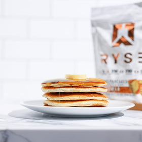 RYSE Loaded Protein Pancake Banana Cooking shows quick mix-and-cook steps