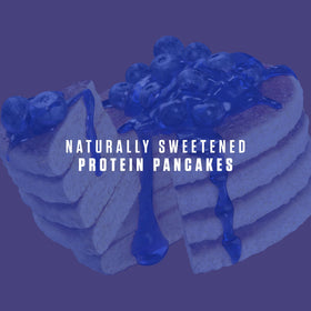 RYSE Loaded Protein Pancake Blueberry pancakes stack ready for a satisfying, protein-rich meal.