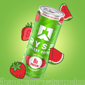 RYSE Up 12-pack packaging emphasizes sugar-free, bloat-free energy.
