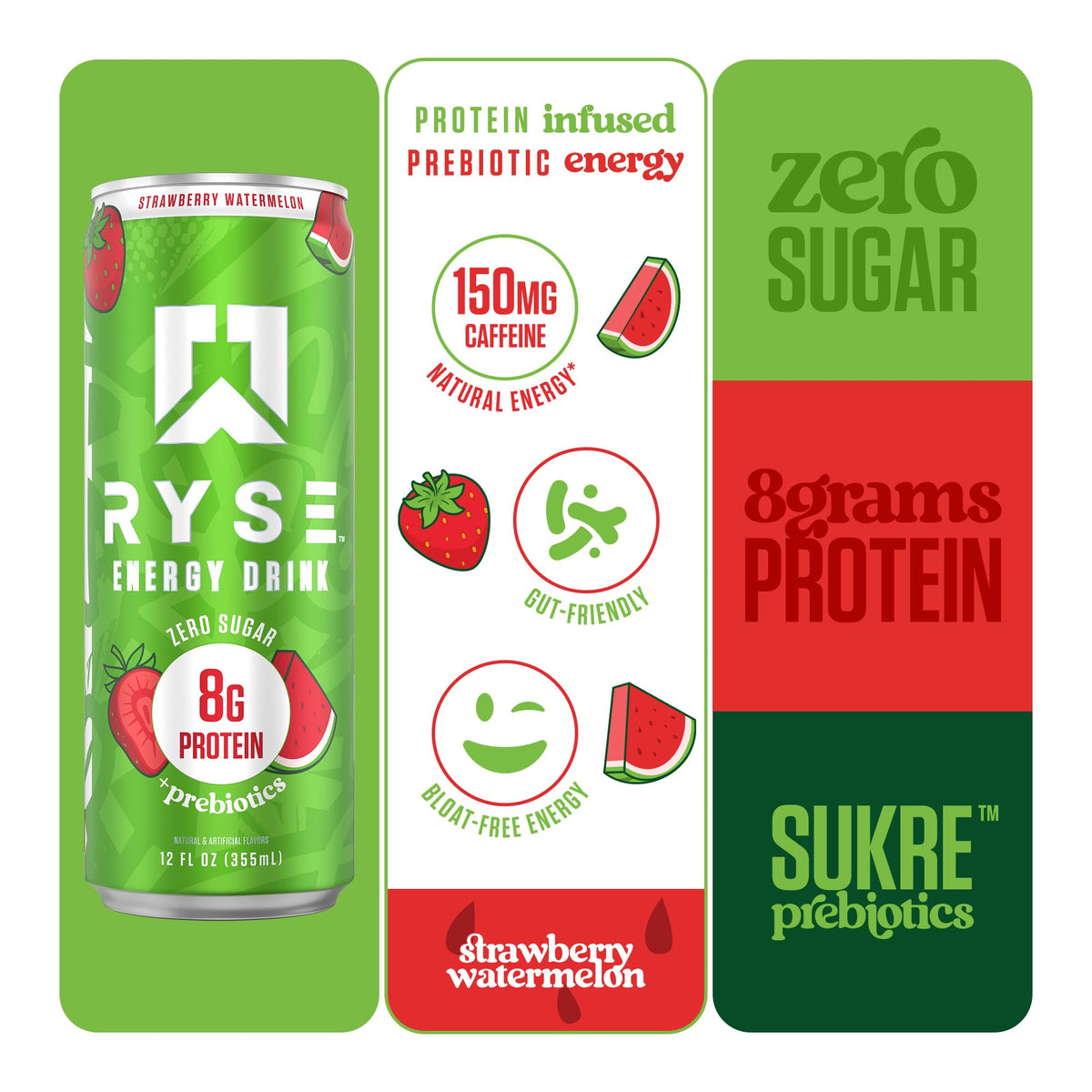 RYSE Up energy drink icon hints at post-workout recovery fueling.