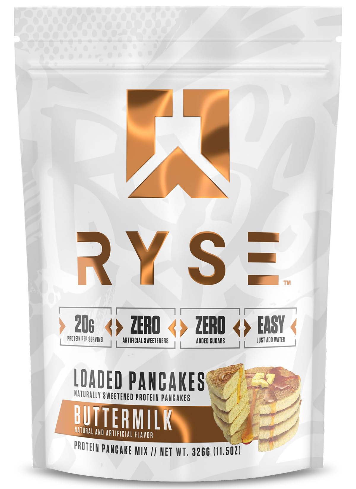 RYSE Up Protein Pancake Mix bag ready for quick, high-protein mornings.