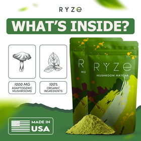 RYZE SUPERFOODS Matcha Latte setup scene for cozy mornings