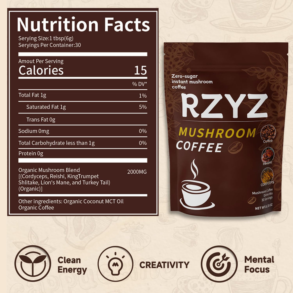 RZYZ Blend featuring dietary fiber and prebiotics for gut support