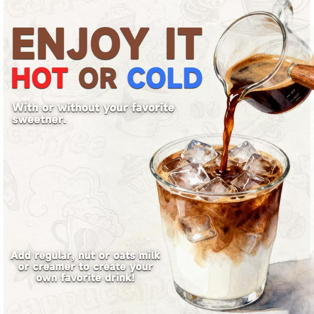 RZYZ Hot and iced coffee setup showing versatile brewing options