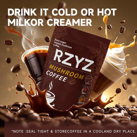 RZYZ Lion's Mane and Reishi close-up highlighting premium blend for focus