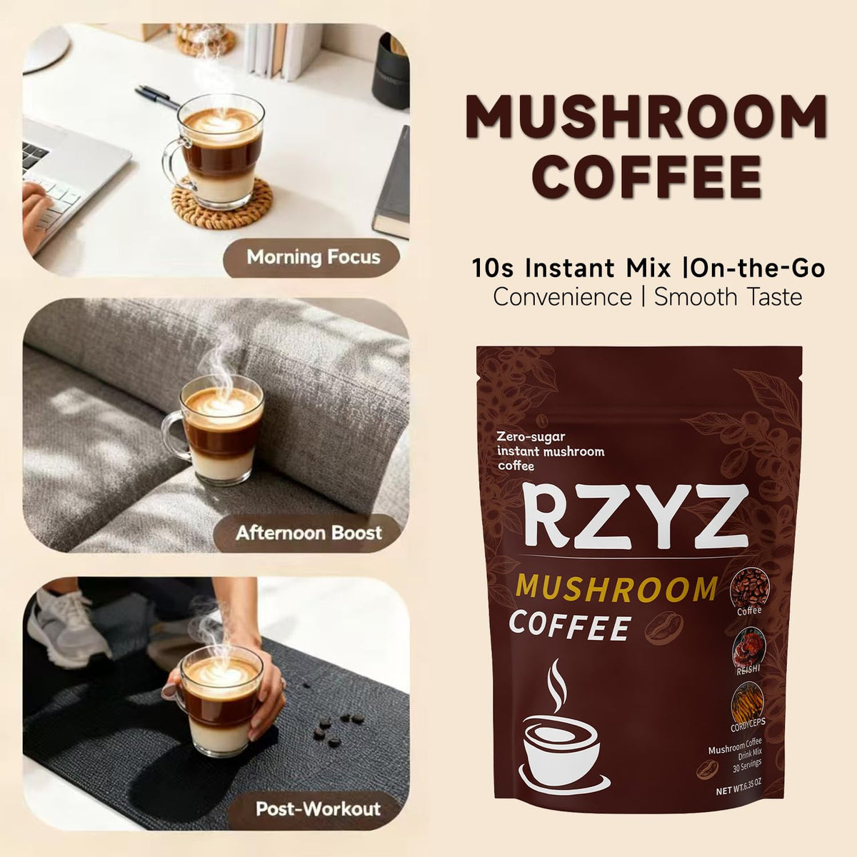 RZYZ Organic Arabica coffee beans signaling rich flavor profile