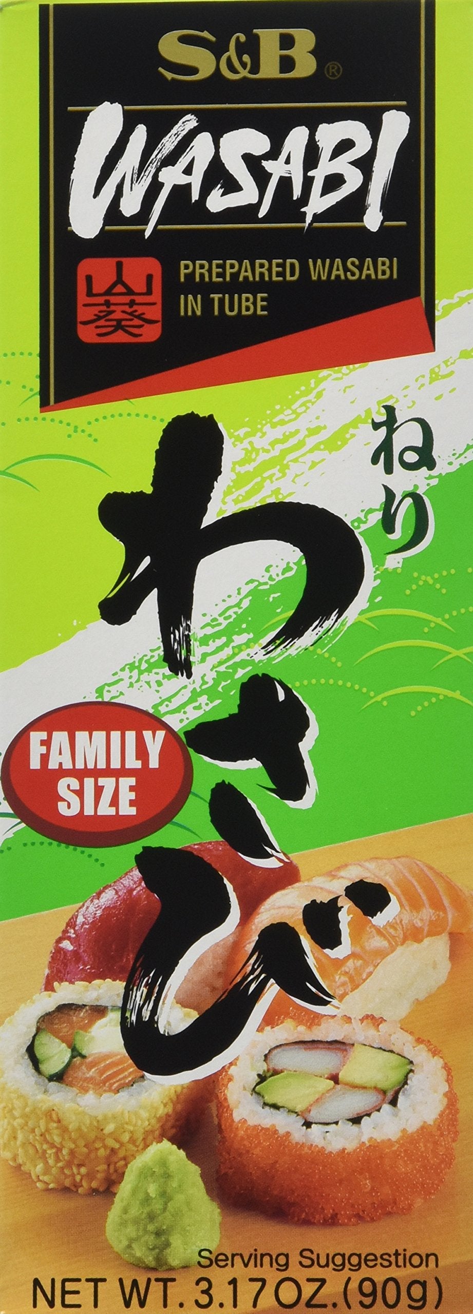 S&B Wasabi Paste 90g pack of 3, ingredients close-up for bold flavor and dipping.