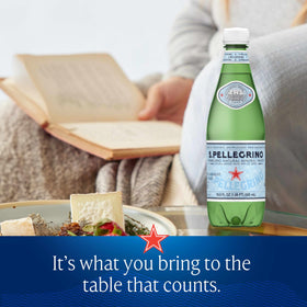 Close-up of S. Pellegrino bubbles capturing signature fizz ideal with meals