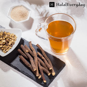 HalalEveryDay certified licorice sticks with clear packaging notes.