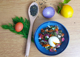 Sabarot Le Puy lentils warm salad serving enhances refined meals.