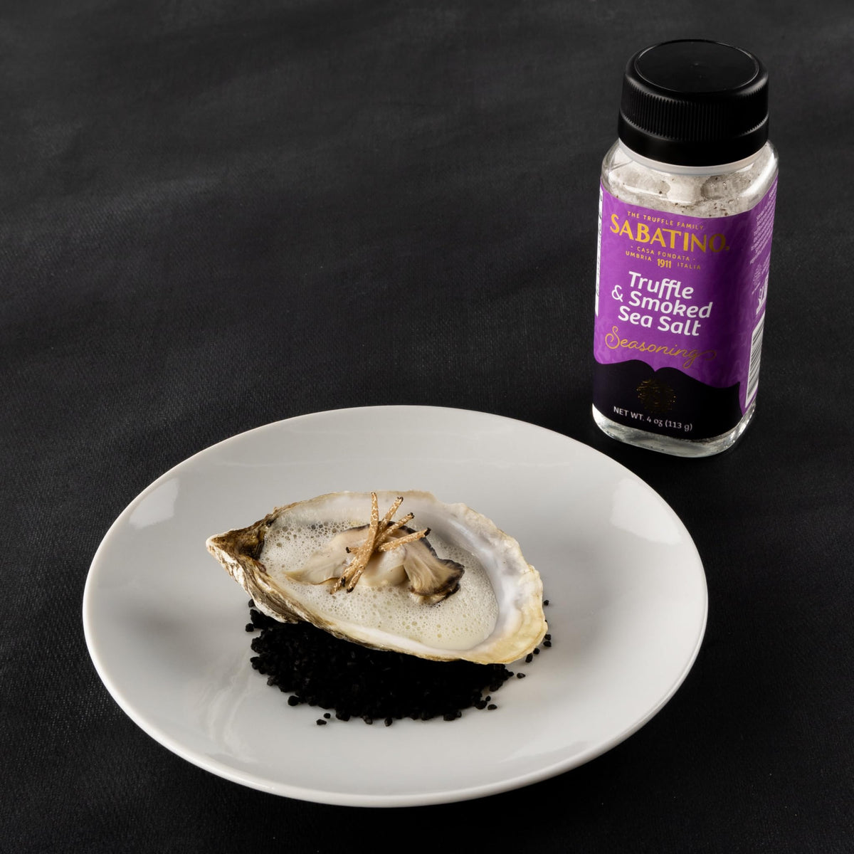 Sabatino Tartufi smoked truffle salt on steak hints at rich finishing touch.
