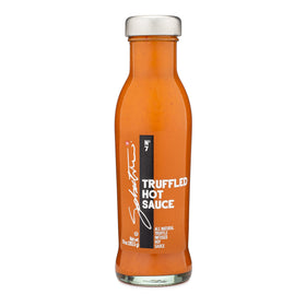 Sabatino Tartufi truffle hot sauce bottle pour for bold Calabrian heat