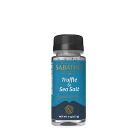 Sabatino Tartufi truffle salt shaker adds gourmet aroma to steak.