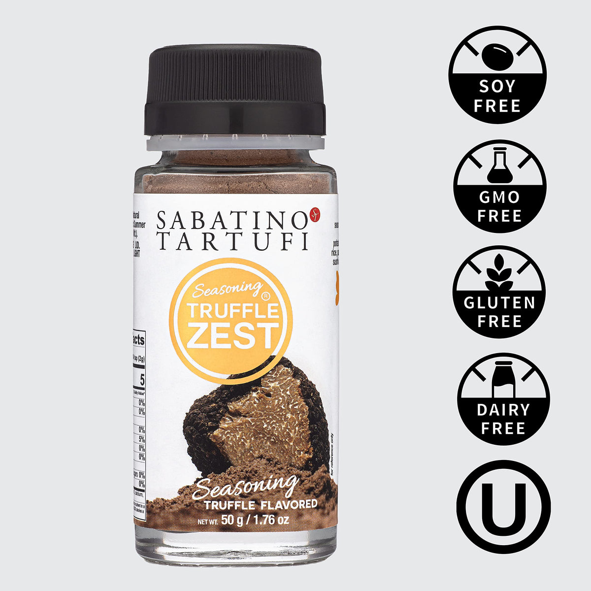 Sabatino Tartufi Truffle Zest sprinkled on pizza boosts savoriness.