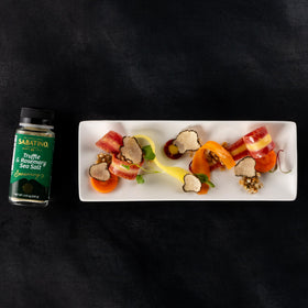 Sabatino Tartufi Truffle Rosemary Sea Salt on seafood adds aromatic finish.