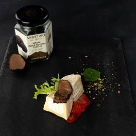Sabatino Tartufi brined truffle jar highlights premium aroma for gourmet toppings