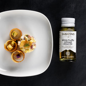 Sabatino Tartufi kosher-certified olive oil label visible for dietary compliance