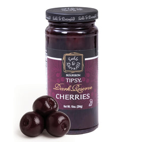 Sable & Rosenfeld bourbon tipsy dark cherries jar view, ideal garnish for desserts.