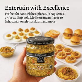 Sable & Rosenfeld bruschetta on crackers offers a quick gourmet snack option.