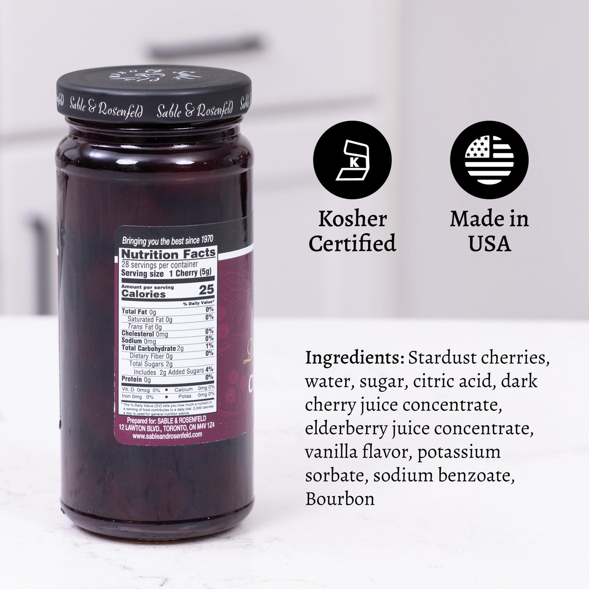 Sable & Rosenfeld kitchen scene with jar, perfect for entertaining.