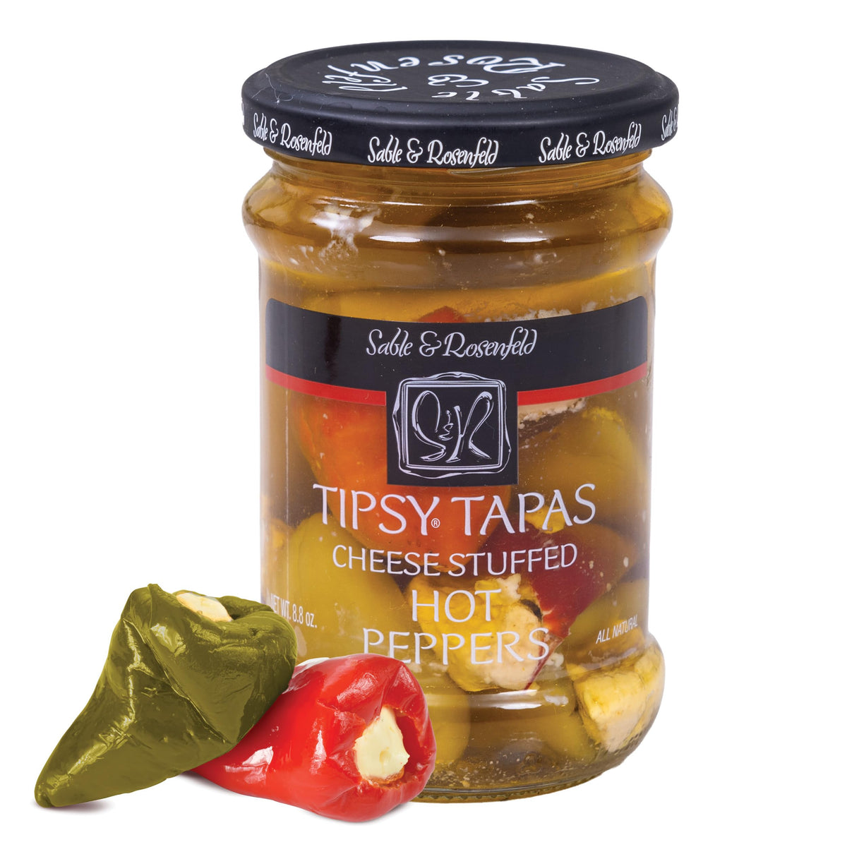 Sable & Rosenfeld Tipsy Tapas cheese stuffed peppers jar for elegant entertaining