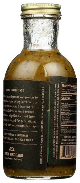 SABOR MEXICANO Salsa Verde pour closeup showing vibrant texture