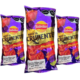 Generic Sabritas Flamin' Hot chips in bag with heat, perfect lunchbox treat.