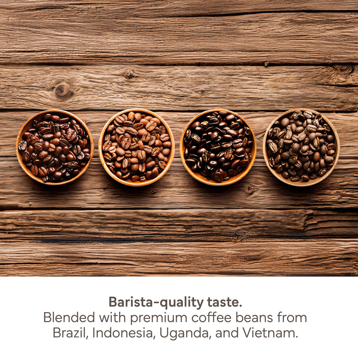 Instant coffee blend from multiple origins for a rich cup