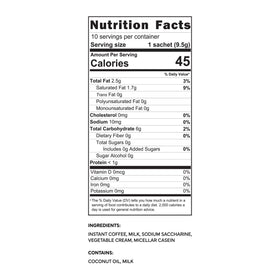 Diet-friendly zero sugar latte with no cholesterol