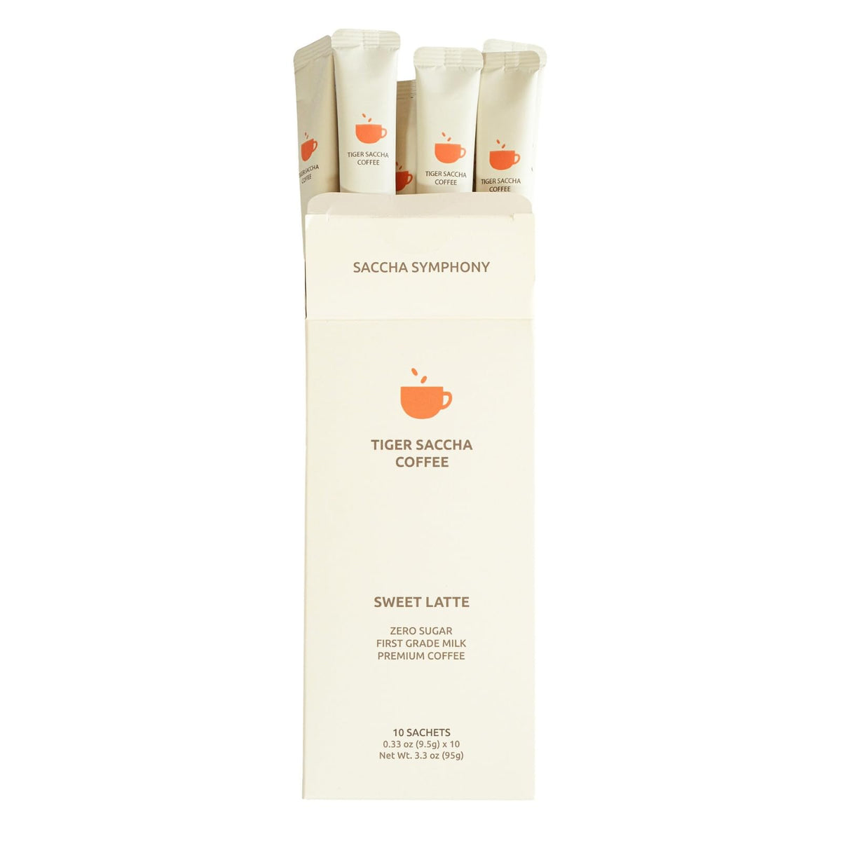 Saccha Symphony zero sugar coffee stick pack for a quick latte anywhere