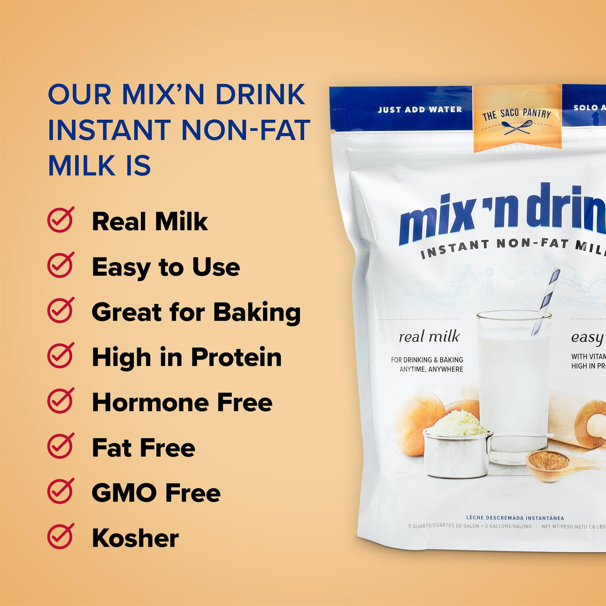SACO Mix'n Drink dissolving in water to form a smooth beverage.