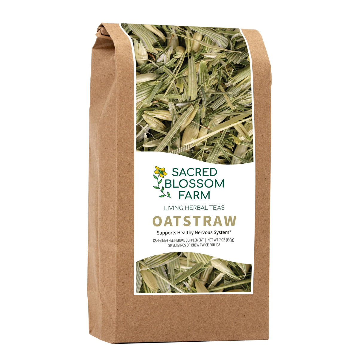 Sacred Blossom Farm oatstraw loose-leaf for a fragrant, soothing cup