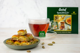 Aroma steam rising from a cup of Sadaf tea
