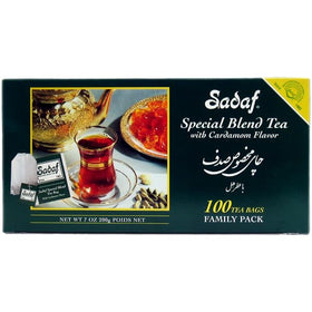 Sadaf Cardamom Tea Bags pack of 100 for quick, aromatic brews.
