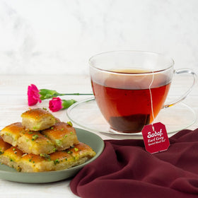 Sadaf Earl Grey tea cup with steam for daily enjoyment.