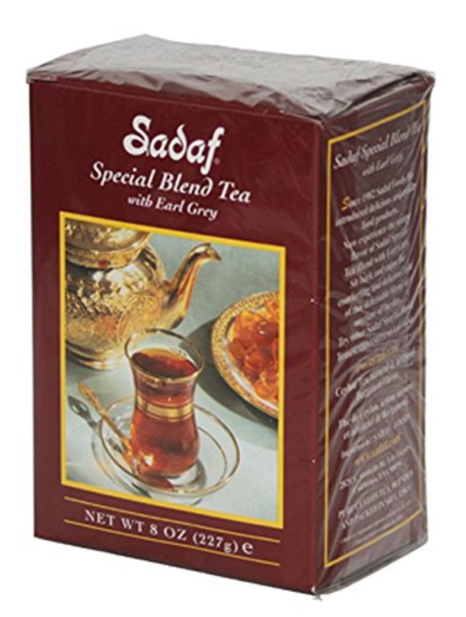 Sadaf Earl Grey loose leaf close-up highlighting aroma and quality.