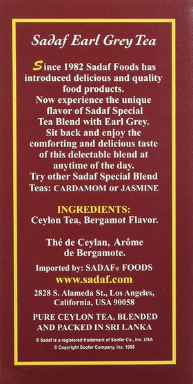 Sadaf Earl Grey packaging box, premium presentation for gifting.