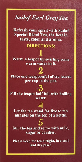 Sadaf Earl Grey tea steeping for three minutes, ready to enjoy.