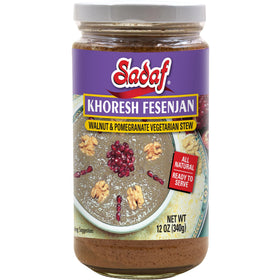 Sadaf Khoresh Fesenjan jar showing authentic Persian stew, ready to heat and enjoy.