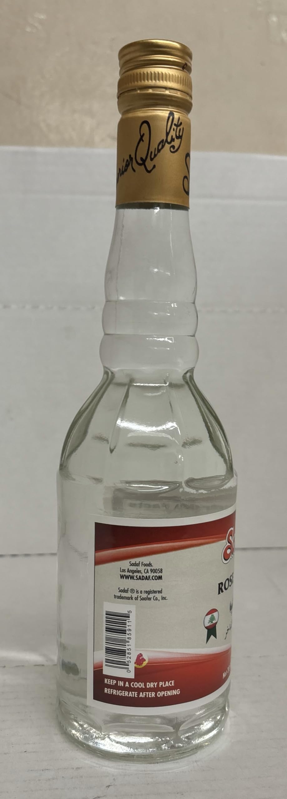 Sadaf Rose Water ingredients label shows natural formula