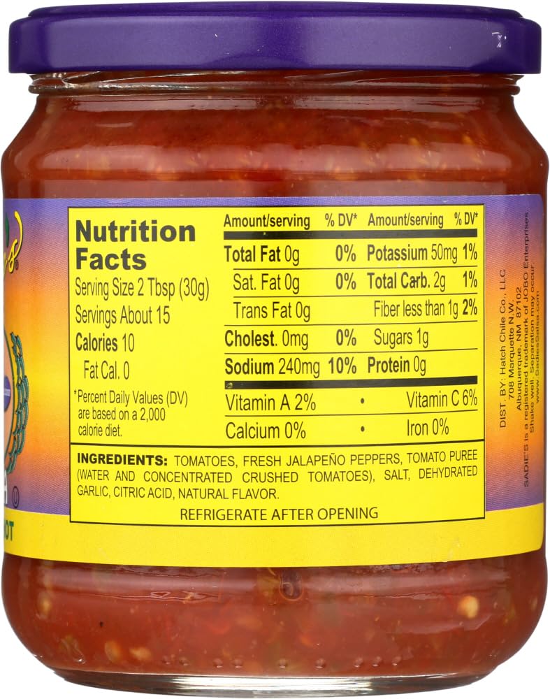 Sadie's Not As Hot Salsa ingredients close-up, vivid peppers and tomatoes for authentic flavor.