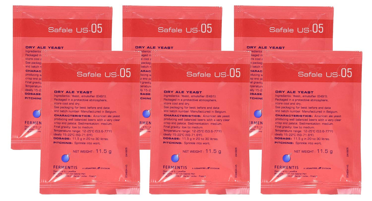 Safale 2353X6 US-05 six-pack yeast ready to pitch for clean, crisp ales