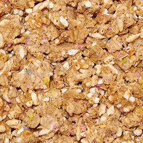 Safe + Fair Birthday Cake Granola vanilla crunch in a bowl.