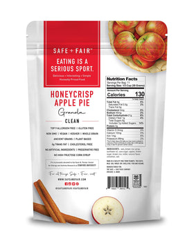Safe + Fair Honeycrisp Apple Pie Granola gluten-free option for breakfast or snack.