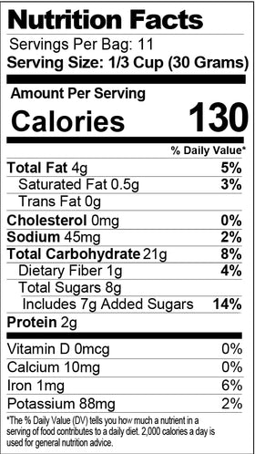 Safe + Fair Honeycrisp Apple Pie Granola non-GMO snack with real fruit.