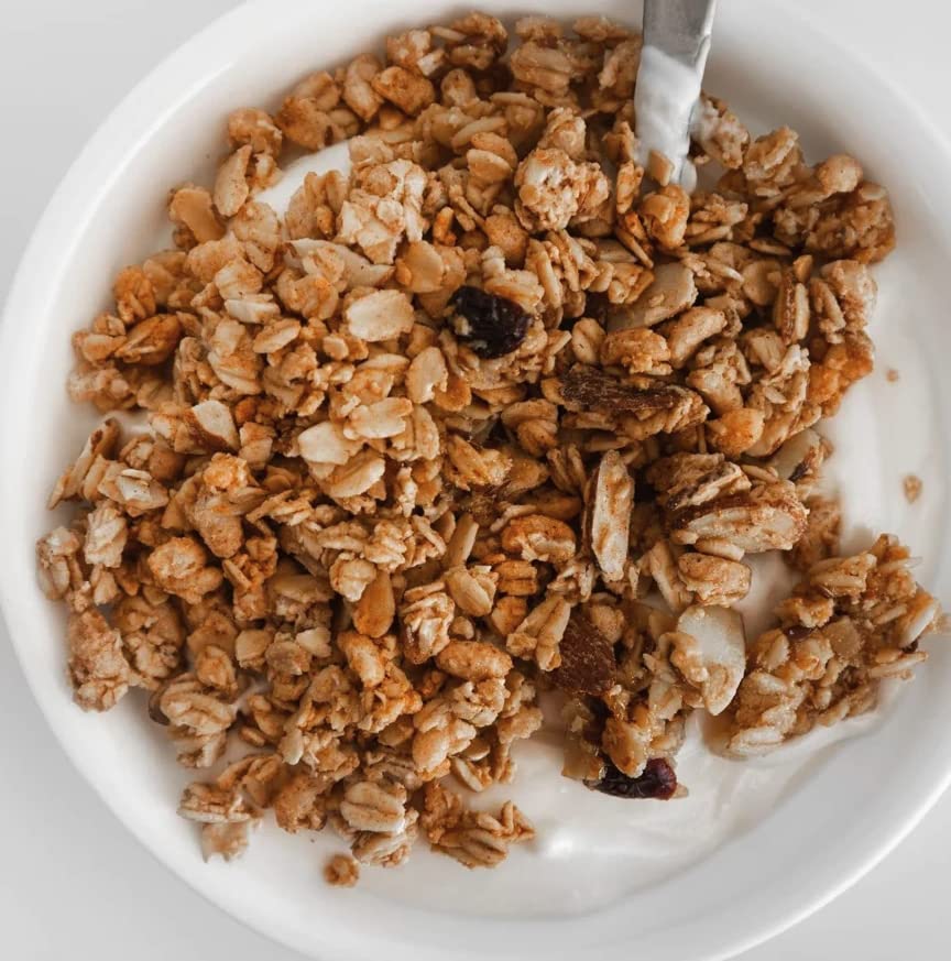 Safe and Fair Honeycrisp Apple Pie Granola packaging with Non-GMO and Kosher seals