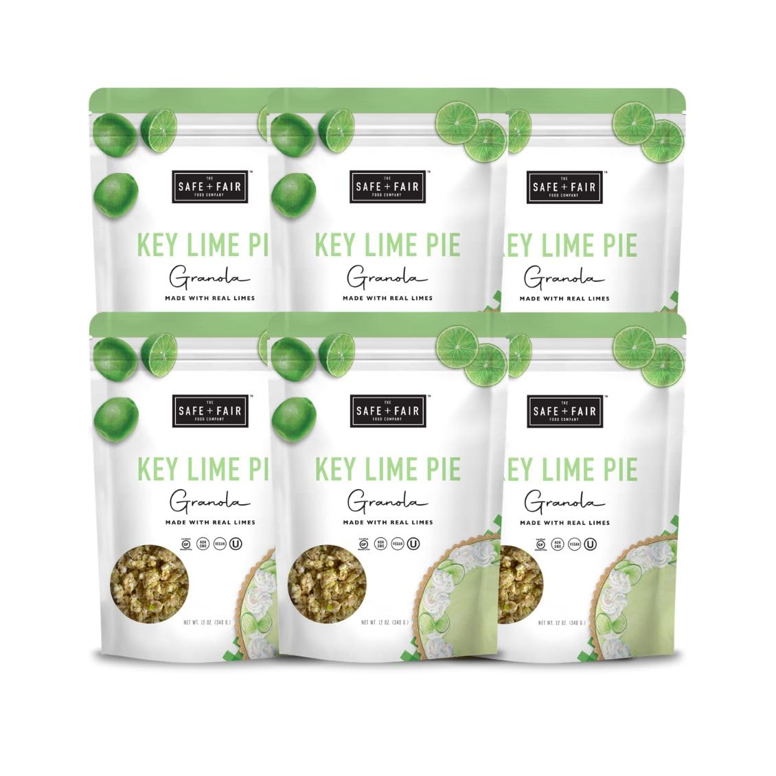 The Safe + Fair Key Lime Pie Granola pack, gluten-free snack for busy days.
