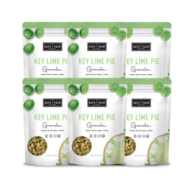The Safe + Fair Key Lime Pie Granola pack, gluten-free snack for busy days.