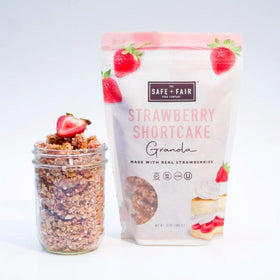 Gluten-free label on granola signals dietary suitability.